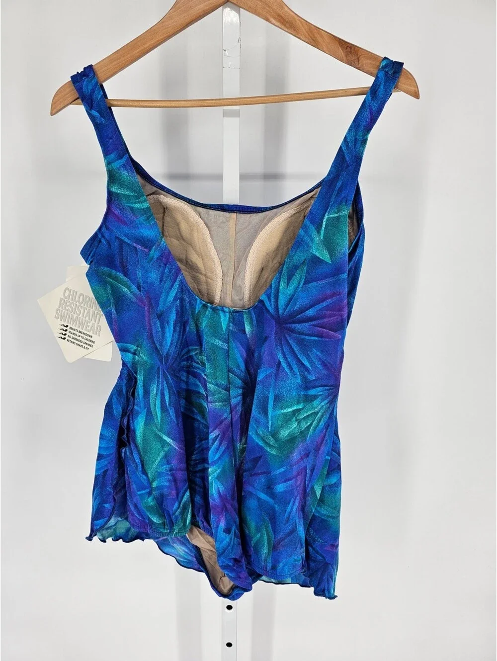 Vintage 1990s Waterlines Womens Sz 18 One Piece Swimsuit Blue Nautical NEW